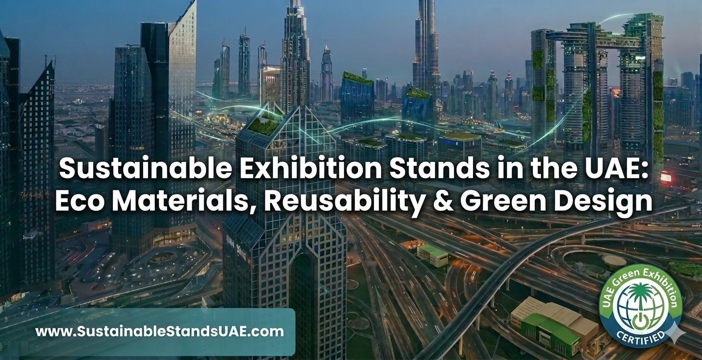 Sustainable eco-friendly exhibition stand design in Dubai UAE using reusable green materials